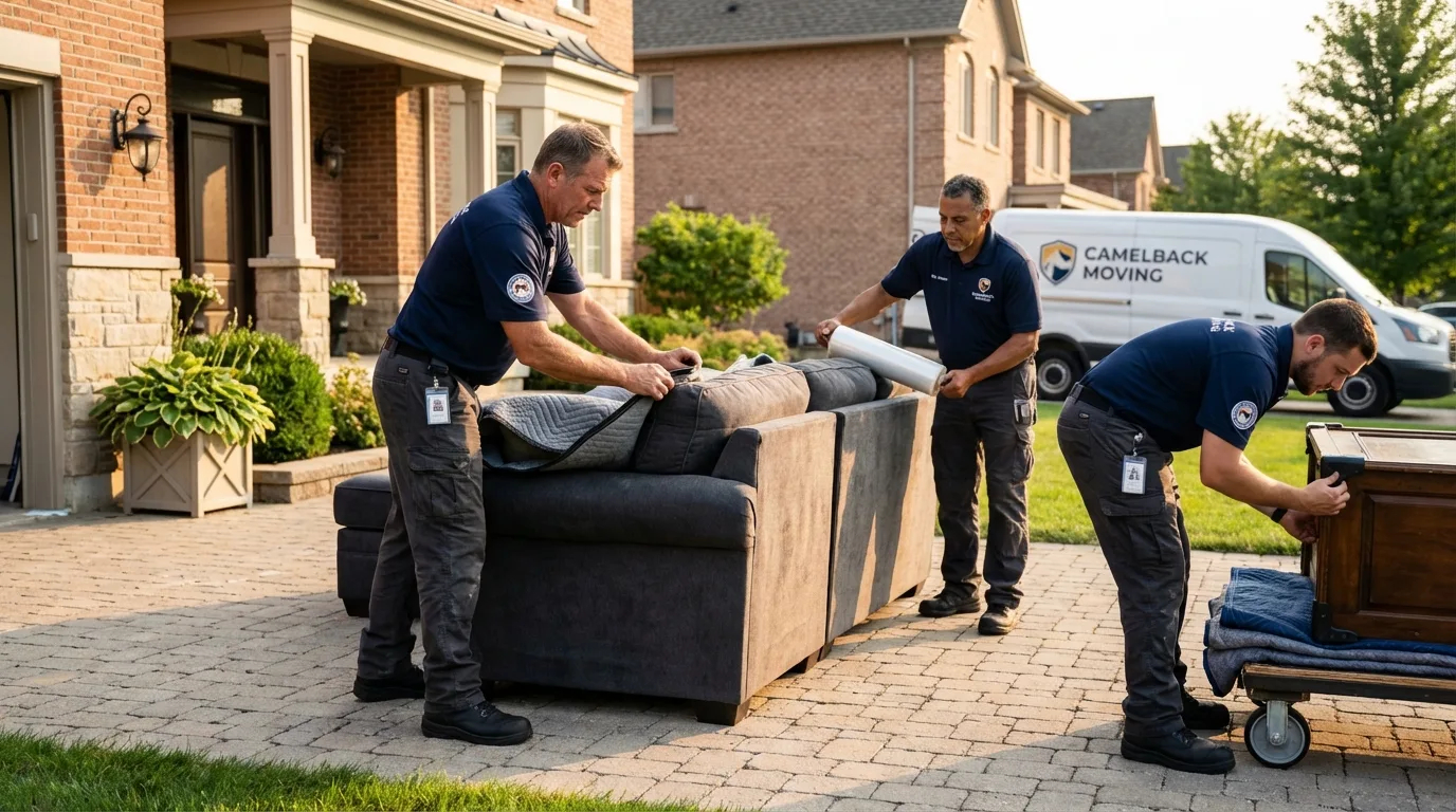 Large estate moving crew wrapping furniture in Lake Village, AR