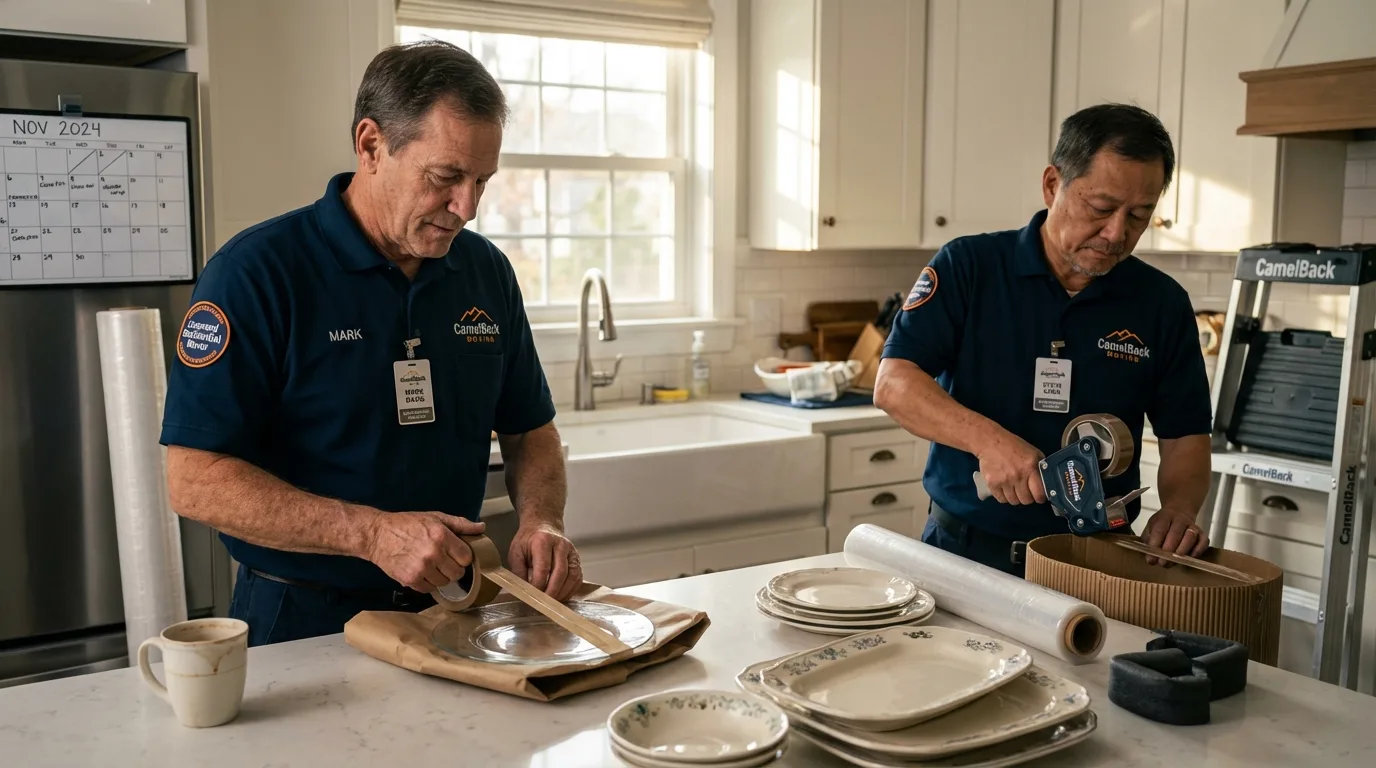 Professional crew packing kitchen dishware in Lake Village, AR